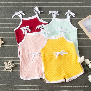 Ropa de verano para niños, peleles de tirantes sólidos para bebés, monos con tirantes sin mangas para bebés, ropa para niñas pequeñas, ropa informal para niños M1809