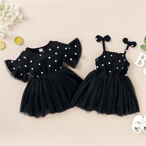 Été Enfants Filles Robe Noir À Pois Gaze Robe Mignon Infant Toddler Enfants Princesse Robes pour Filles Bébé Vêtements Chaud Enfants Vêtements