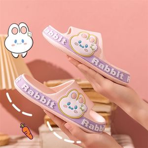 Summer Kids Slippers For Boys Girls Beach Indoor Outdoor Cute Carton Rabbit Children Shoes Soft NonSlip Home Slippers 220621