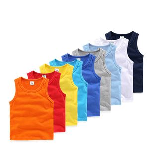 Été Enfants Débardeur Bonbons Couleur Filles Sans Manches Gilet Sport Sous-Vêtements Enfant Singulet Coton Sous-Vêtements D'été Enfants Garçon Tops Plage Vêtements M4292