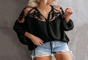 Señoras del verano Tops negros Camisas de gasa Blusas Mujeres Ropa barata pura China Femininas Camisas Ropa Mujer Tallas grandes 1386523