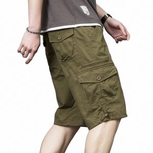 Été Lg Longueur Cargo Shorts Hommes Salopette Cott Multi Poche Capri Pantalon Culotte Tactique Militaire Shorts Plus La Taille 5XL r60G #