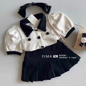 Été petites filles enfants vêtements ensemble noir blanc deux 2 pièces hauts jupes vêtements de bébé enfants tenues d'anniversaire pour les femmes 220714