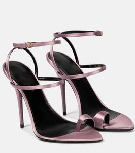 Diseñador de lujo de verano Sandalia de mujer zapatos de tacones altos Dive Crepe Sandals Toe-Ring Sandals cuero negro cool Evening Wedding Shoes con caja 35-43