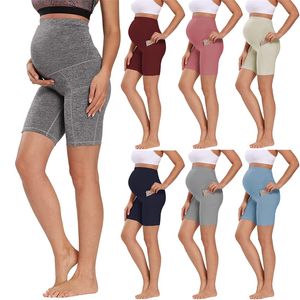 Été Maternité Bas Leggings Femme Mini Yoga Fitness Sport Taille Haute Ventre Enceinte Pantalon Slim Mode Shorts 20220924 E3