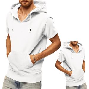 Sudaderas con capucha de verano para hombre Chaleco de manga corta Deportes Casual Europa y América Sin mangas Sudaderas con capucha sueltas para hombre