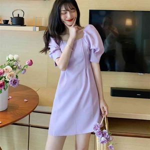 Été Mini robe décontractée à manches courtes marque de mode vêtements pour femmes style coréen doux bouffée robes esthétique 210514