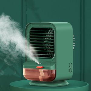 Summer Mist Spray Table Fan USB Rechargeable Air Cooling Humidifier Aromatherapy Warm Night Light Pour Home Room 220505