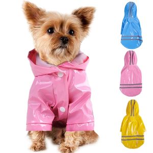 Summer Outdoor Puppy Pet Rain Coat S-XL Capuca impermeable Capases Pu impermeable para perros Gatos ropa al por mayor 40JE14 T200328