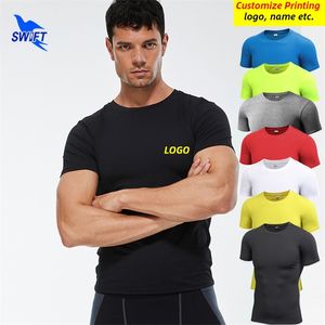 Verano Compresión de secado rápido Running T Shirts Hombres Entrenamiento transpirable Tee Tops Elástico Gimnasio Fitness Entrenamiento Ropa deportiva Personalizar 220704