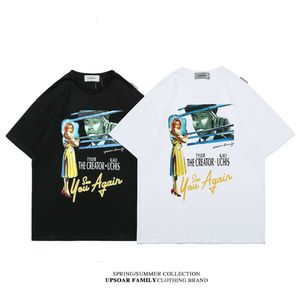 Camiseta de manga corta de verano para hombre Marca de moda Hip Hop Estilo callejero europeo y americano Hong Kong Suelto Instagram Pareja Top al por mayor En stock