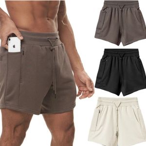 Pantalones cortos de verano para hombre, informales, deportivos, para correr, gimnasio, con cordón sólido, de algodón, para hacer ejercicio