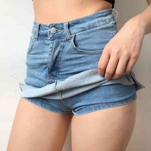 Style d'été Casual femmes jupe en jean taille haute jupe en jean femmes bord brut anti-lumière jupes stretch Slim denim Culottes 210514