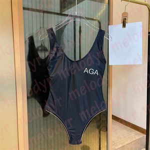 Lettre de maillot de bain de natation d'été Imprimé un morceau de maillot de bain rapide Bikinis de bikinis noirs sèches