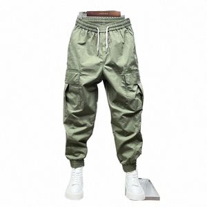 Été mince taille élastique en plein air 2022 salopette cargo hommes fi décontracté jambe piste automne jeunesse kaki sarouel m9rb #