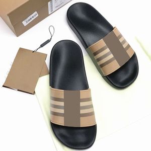 Pantoufles à carreaux Vintage d'été Mule Slide Designer sandale marque de luxe tongs plage femme chaussure mode sandales à talons plats en plein air en cuir homme Sliders en gros