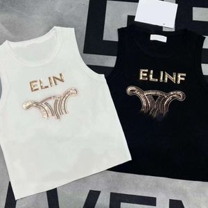 Summer Women Diseñador de diseñadores Targa Tank Fashion Fashion Gold Letins Letins Knit Vests redondeadas de algodón Copas sin mangas tamaños asiáticos