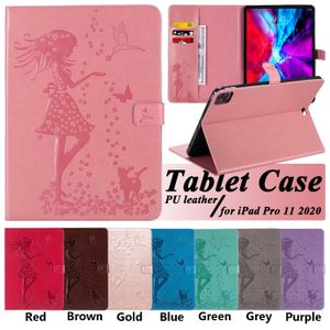 Étui antichoc pour tablette Apple iPad 10.2 Mini 6/5/4 Air 3/2/1 Pro 11/10.5/9.7 pouces Pretty Girl Embossing PU Leather Flip Kickstand Cover with Cards Slots