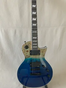 Sunburst Burl Top guitare électrique micro EMG classique bleu marine