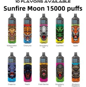 Sunfire d'origine 15000puffs Dernivins E Cigarettes POD POD DÉPECONDAGE MOT RECHARGable Batterie 20 ml Pods Pods Vape Big Puff 6 RVB Light Tornado 9000 Pro Vapes