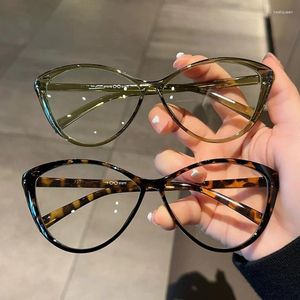 Gafas de sol 2024 Moda Vintage gradiente gafas verdes para miopía anti luz azul miopía único leopardo gato gafas marco