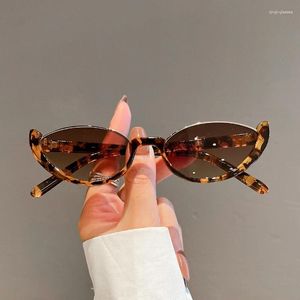 Gafas de sol 2024 Retro Half Frame Small Women Cat Eye Gafas Sun Sun Eyewear Modern Eyewear Fashion Diseñador de marcas de lujo Sombras