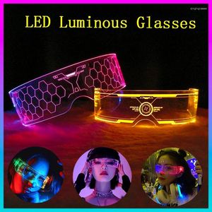 Lunettes de soleil 7 lunettes lumineuses colorées réglables LED LED LETH UP GOGGLES POUR BAR KTV Christmas Halloween Cyberpunk Party Prop Prop