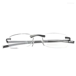 Lunettes de soleil en aluminium et métal, verres de lecture sans monture, verres presbytes, lentille en résine 1.0- 3.5, vente en gros