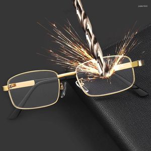 Lunettes de soleil anti-rayures lunettes de lecture avec étui hommes femmes verre lentille alliage plein cadre presbyte loupe lunettes dioptrie