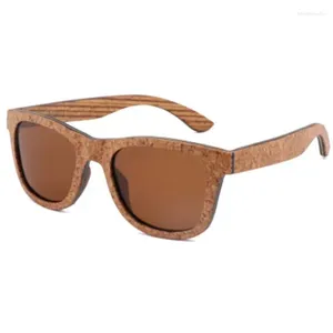 Lunettes de soleil BerWer unisexe en bois cadre en liège lunettes de soleil polarisées Protection UV Feminino