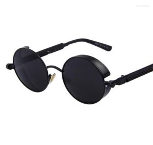 Gafas de sol Black Round Steampunk Men Fashion Designer Luxury Classic Retro Mirror Sun Glasses Women Circle 7828356