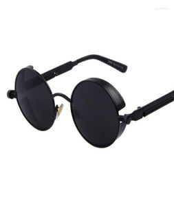 Gafas de sol Black Round Steampunk Men Fashion Designer Luxury Classic Retro Mirror Sun Glasses Women Circle 4902131