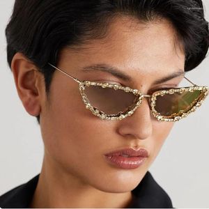 Lunettes de soleil marque diamant femmes oeil de chat lunettes de soleil rétro pour luxe vintage nuances femme noir Oculos