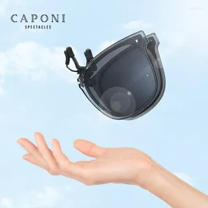 Lunettes de soleil Caponi pliable Clip pour hommes TR-90 lunettes faciles à rabattre polarisées UV400 protéger les yeux lumière sur le cadre CP1013