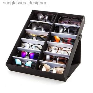 Estuches para gafas de sol Bandeja para gafas con 12 ranuras, vitrina para gafas de sol, caja organizadora para gafas, soporte para gafas, organizador para gafas de sol L231117