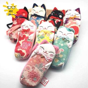 Sunglasses Cases Bags Kawaii Cherry Blossoms Lucky Fortune Cat Glasses Case Software Eyeglasses Hard Shell Spectacle Box For Kids J230328
