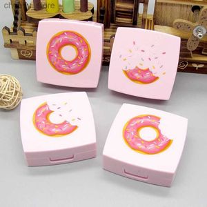 Coupes de lunettes de soleil Lymouko Lovely Abs Pink Donut Portable avec Mirror Contact Lens Case For Women Holder Lenses Container Box Y240416