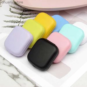 Coupes de lunettes de soleil Smooth Pocket Portable Mini Contact Lens Case Easy Carry Colored Lenses Pupil Box Mirror Container Lentes Travel Kit Y240416