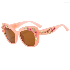 Gafas de sol ojo de gato mujeres gafas de encaje marco grande marca diseñador gradiente cateyes sol uv400 leopardo femenino