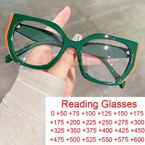 Gafas de sol verde claro de gran tamaño gafas de lectura cuadradas polígono Irregular filtro azul gafas marco mujeres presbicia 1,75