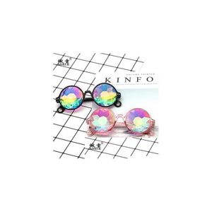 Gafas de sol Anteojos Disco Mosaico Bola Gafas de sol Caleidoscopio Gafas Lentes de resina Vidrio 4D Animación de cristal y música electrónica Dhoxl