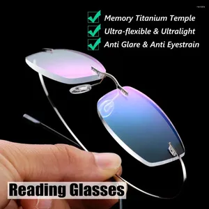 Lunettes de soleil Eyewear Ultrallight Vision Care Langers de lecture Presbype Eyeglasse Rimless Memory Titanium