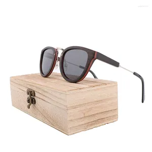 Gafas de sol Moda Ébano Madera Polarizada Mujeres Gafas Marco de madera hecho a mano Hombres Conducción Gafas Sombras Gafas Diseñador Retro