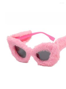 Gafas de sol de moda con personalidad, decoración de felpa, para mujer, 2023, ojo de gato encantador, gafas de sol únicas para mujeres y hombres, UV400