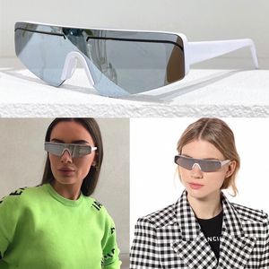 lunettes de soleil Lunettes de soleil mode Bande émaillée blanche sur la barre supérieure avec logo au centre de la monture Lunettes masque SKI RECTANGLE 0003 Lunettes gravées au laser