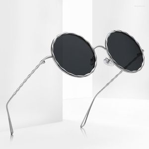 Lunettes de soleil mode tendance cadre rond pour l'exportation UV400 lunettes couleur Film métal hommes et femmes