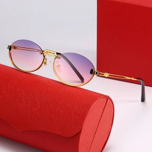 Gafas de sol para mujer lentes de sol para hombre gafas de sol de diseñador Cat Eye Rimless SunGlasses Gold Oval EyeGlasses Buffalo Horn Goggles Carti Gafas de sol con estuche