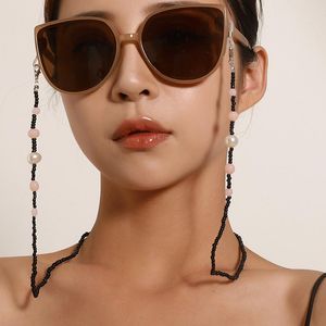 Marcos de gafas de sol 2021 Collar de cuentas de arroz vintage coreano Máscara exquisita Correa de cadena Colgar en el cuello Soporte para gafas Cuerda para correas para mujeres