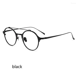 Cadres de lunettes de soleil Cadre de lunettes de jambe flexible en titane de 48 mm avec anneau TR90 pour hommes et femmes lunettes circulaires ultra légères 30KJ