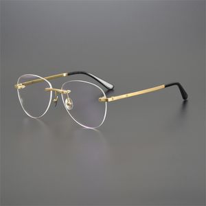 Lunettes de soleil Frames C-0201ER Brand Vintage Rimless Titane Lire des femmes Lunes Men Scède Optical Square Eyewear Luxury Prescription Luxe